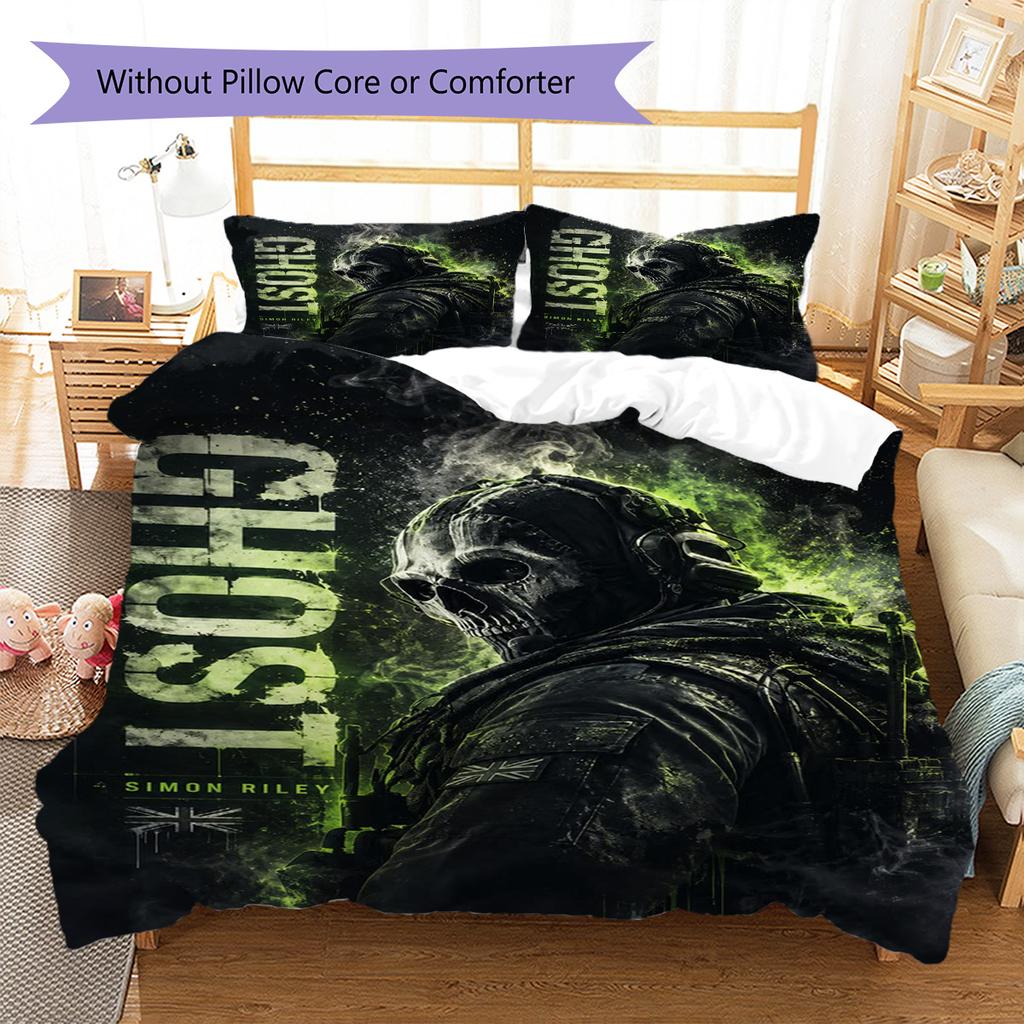 Simon Ghost Pattern Bedding Set Quilt Cover Pillowcase Home Decor Gift (1 * duvet cover + 2 * pillowcase, without core)
