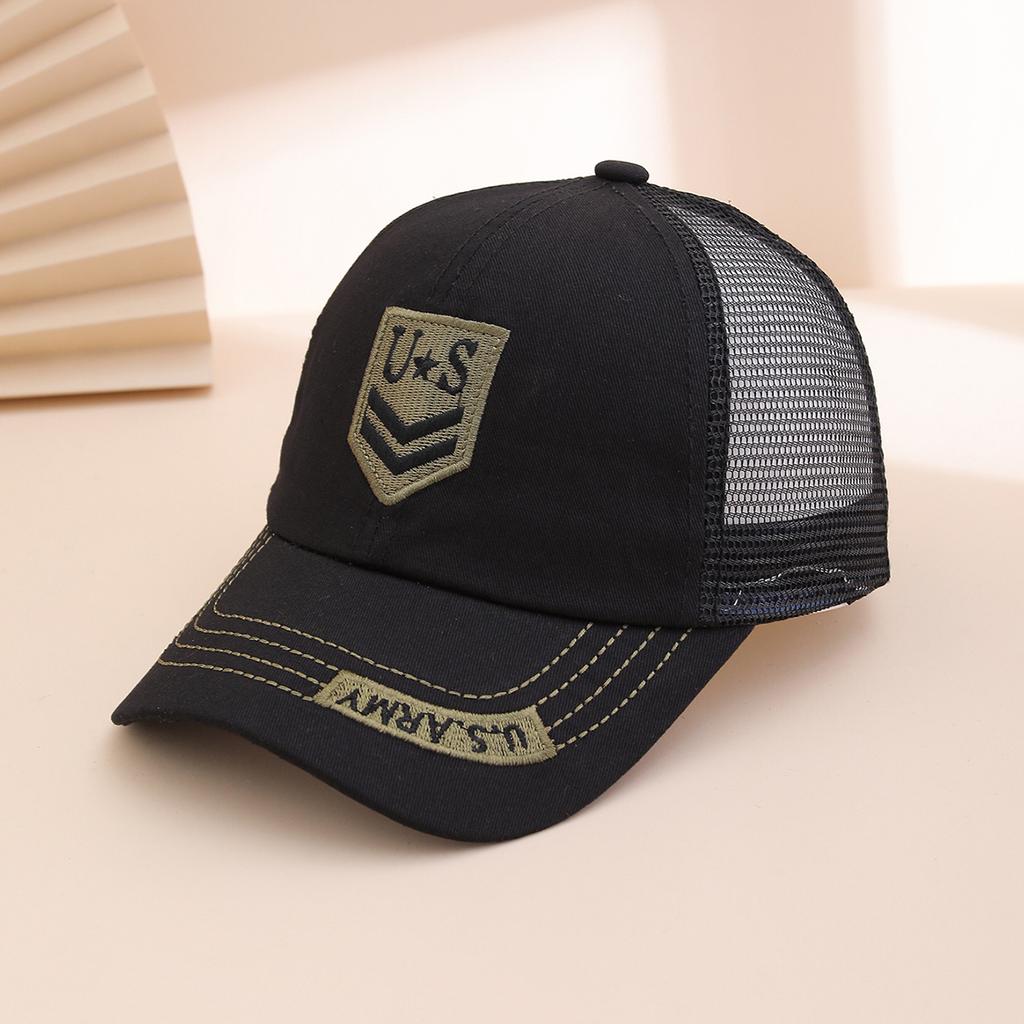 Spring and Summer Patch-stitched Embroidered Arrow-shaped Letter Logo Mesh Baseball Cap, Outdoor Breathable Beanie Hat