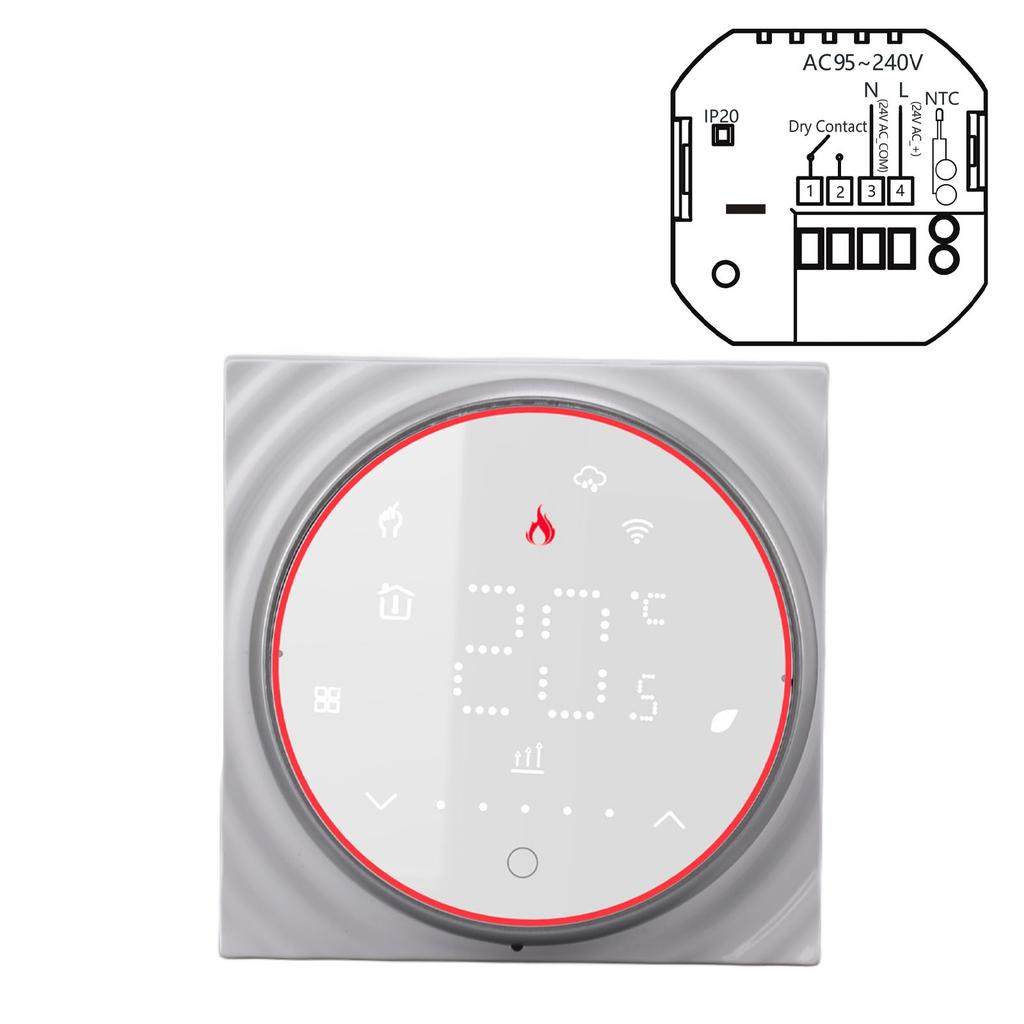 Smart Home Thermostat APP Voice Control Programmable High Accuracy Dry Contact Wall Hanging Furnace WiFi Thermostat for Boiler Heating AC 95V To 240V