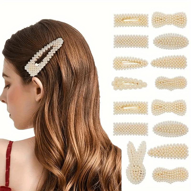 

Faux Pearl Elegant Hair Clip Set Chic Bowknot Side & Bangs Styling Accessories for Women