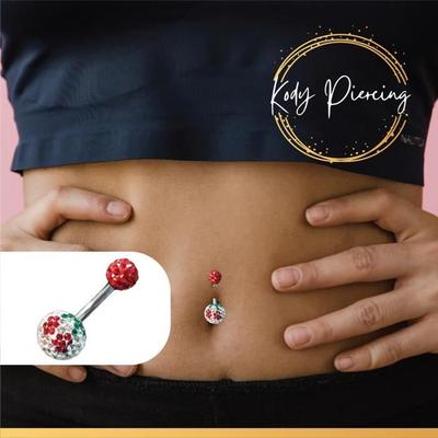 Navel Cherry aus Chirurgenstahl und kristallroter Kugel - 10mm
