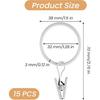 Yolev 15pcs White Curtain Rings with Clips Metal Drapery Rings with Clips 1.26 Interior Diameter Curtain Rod Ring for Hanging Drapery Drapes Fit Up