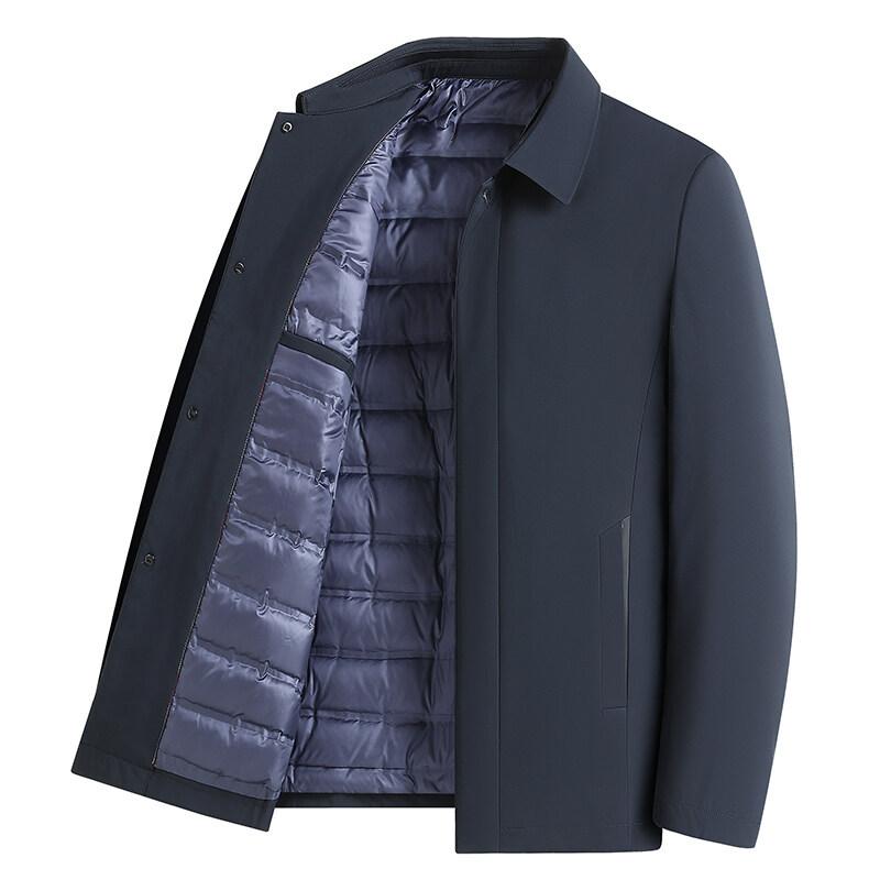 Middle-aged and elderly lapel down jacket men's casual thickened warm velvet dad jacket