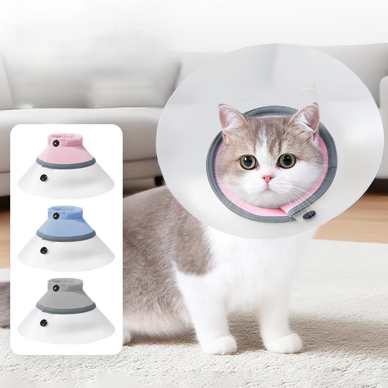 Adjustable Elizabeth Cat Collar Lightweight Anti-Bite Lick Transparent Health Training Pet Protective Collar for Cat Jouet Chats
