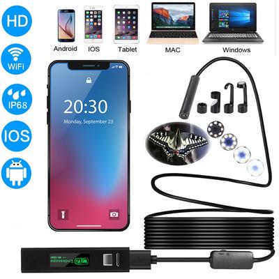 Waterproof Industrial Wifi Endoscope Camera 5.0MP 1200P 8MM Mini Lens for IPhone Android Phones PC USB Car Inspection Borescope
