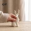 PLA 3D Printed Crafts Reindeer Figurine for Christmas Home Decor, Elegant Sitting Elk Statue with Fine Gothic Style Decorations Texture Desk