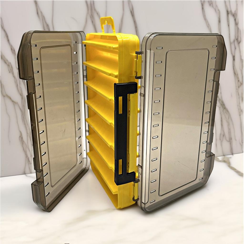Doppelseitige Köderbox mit 14 Fächern für Wobbler Angelköder Haken Zubehör Aufbewahrungs Organizer Box