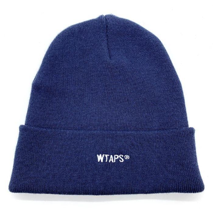 Used WTAPS Double Taps 22SS Logo Embroidery Beanie Cap Navy 221MADT-HT01 Size 00