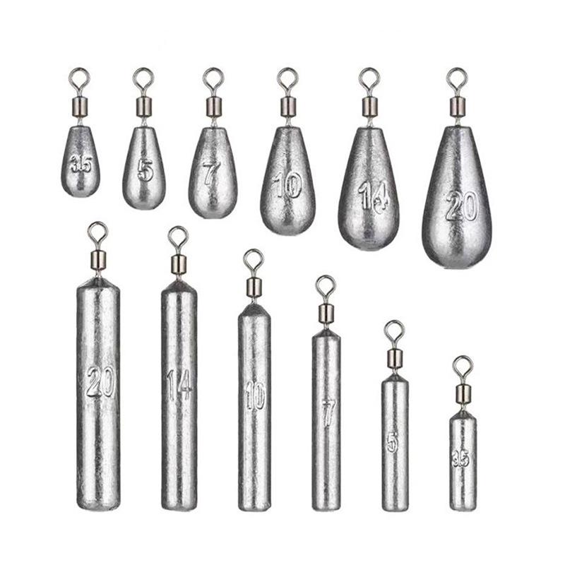 Lure-Free Rig Sinker: Cylindrical Drop Shot with Swivel, Anti-Hang Design