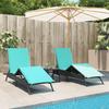2 Piece Sun Lounger Set with Table Black Poly Rattan