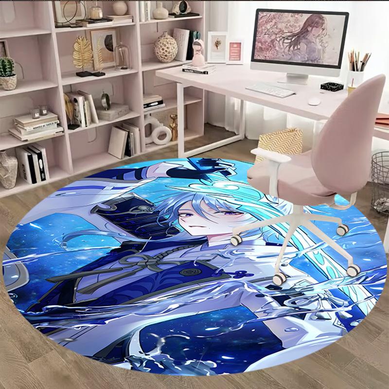 1pc Genshin Impact1 Print Round Carpet Chair Round Carpet Suitable for Bedroom Living Room Home Decorative Carpet