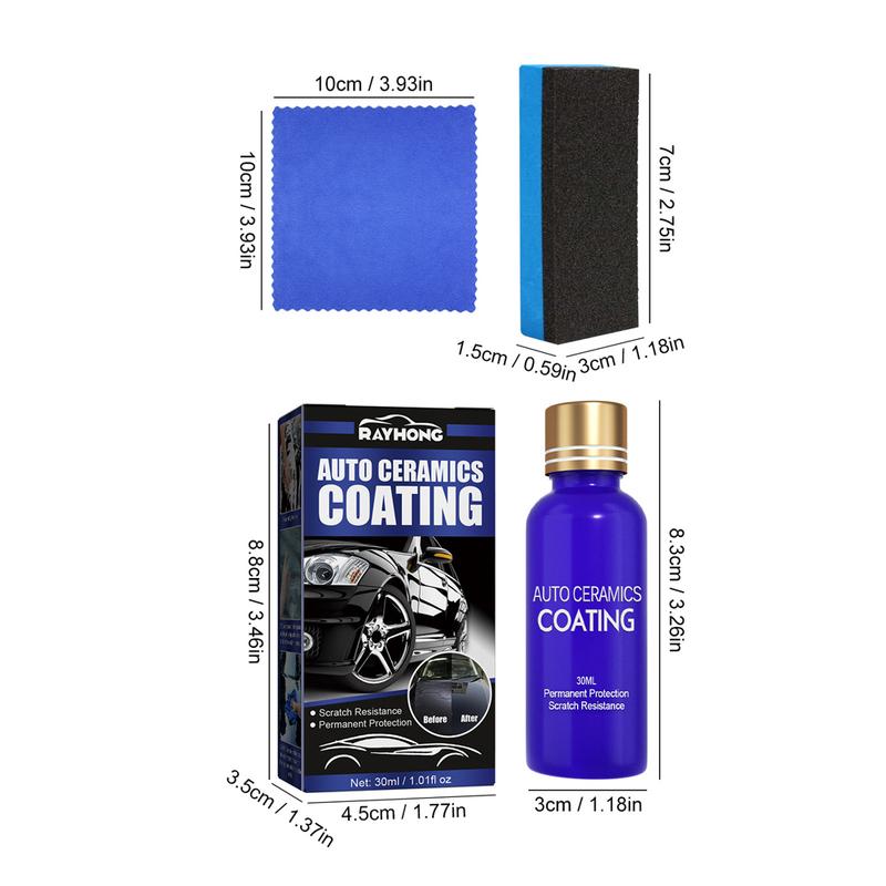 Auto Ceramic Coating Kit with Sponge Scratches Remover with No-dust Cloth Car Ceramic Coating Liquid Waterproof Car Maintenance