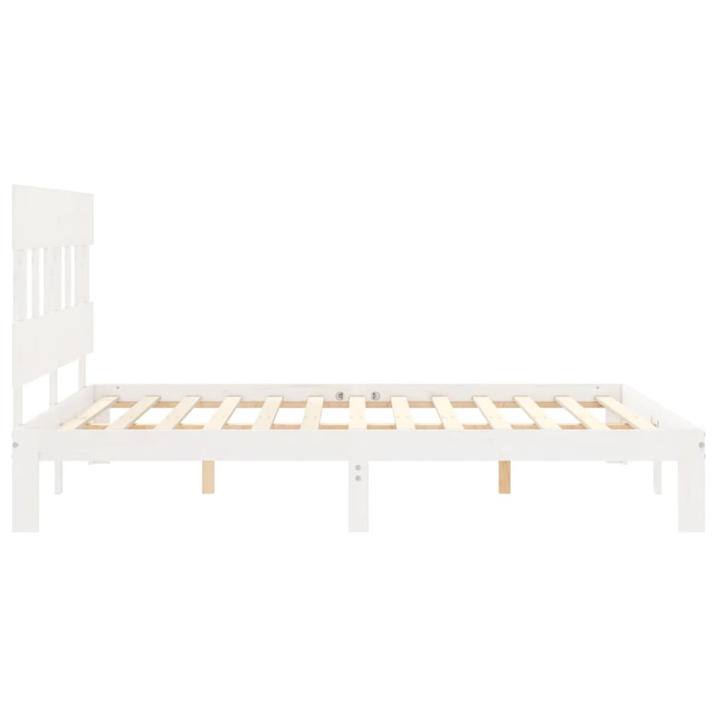 Vidaxl Bed Frame Without Mattress, White, 160X200 Cm, Solid Pine Wood