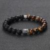 Tibetanska Buddha-huvudarmband 8MM Natursten Tigeröga Lavasten Armringar för Kvinnor Män Mode Par Bönebuddistisk Gåva