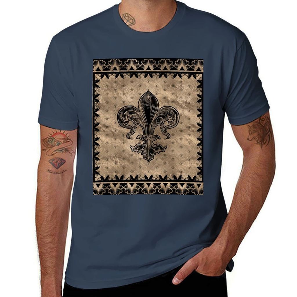 Fleurdelis Black And Gold Tshirt Urban Casual Loose Fit Tee