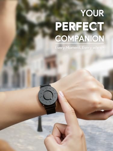 EUTOUR Men's Magnetic Watch, Silent Touch, 5ATM Water Resistance, Stylish, Simple, Casual Quartz Watch with Magnetic Ball Design, 40mm Dial, and Black