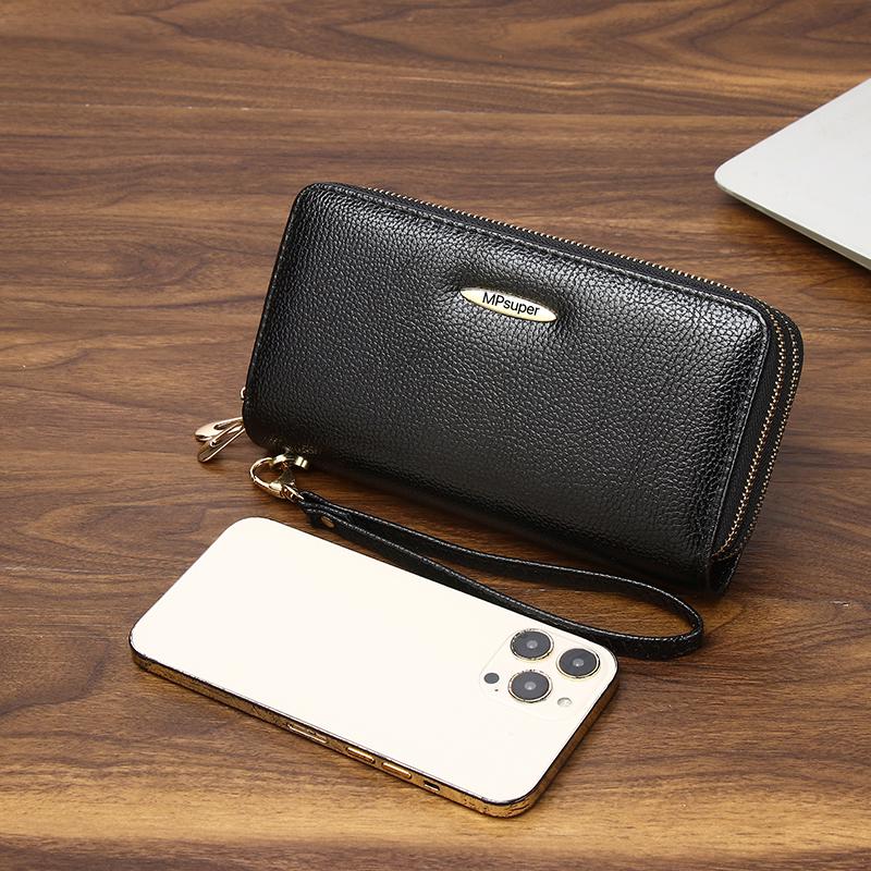 Korean Style Large Capacity Double Zipper Ladies Long Clutch Wallet and Coin Purse