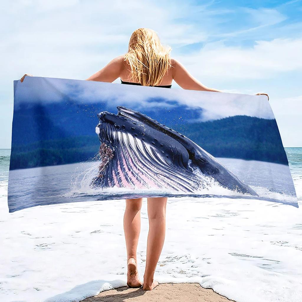 Microfiber Beach Towel Oversized Clearance Towels, Extra Large Sand Free Super Absorbent Travel Pool Towel,Whale Beach Towels