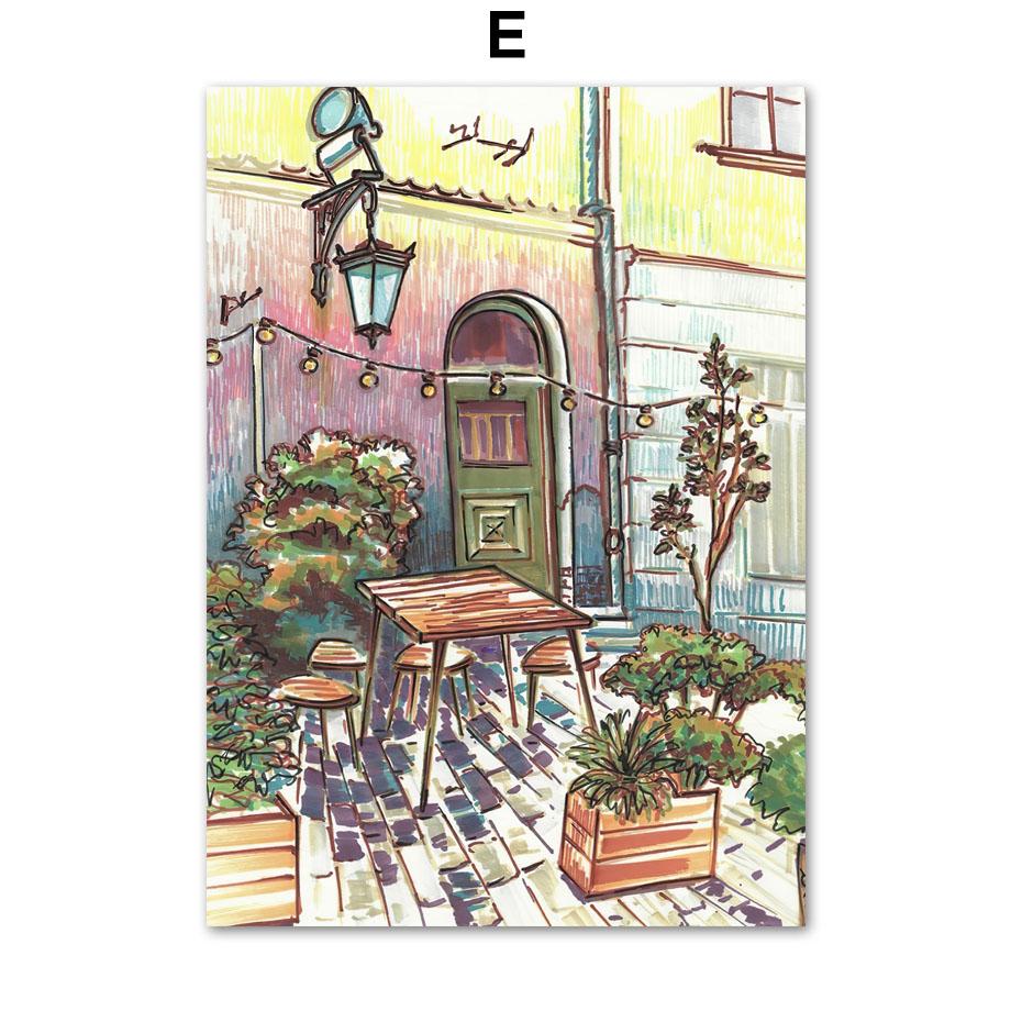 Handgezeichnete Stadtlandschaft Venedig Lyon Adria Wand Kunstdruck Leinwand Malerei Nordic Poster Home Decor Bilder für Wohnzimmer