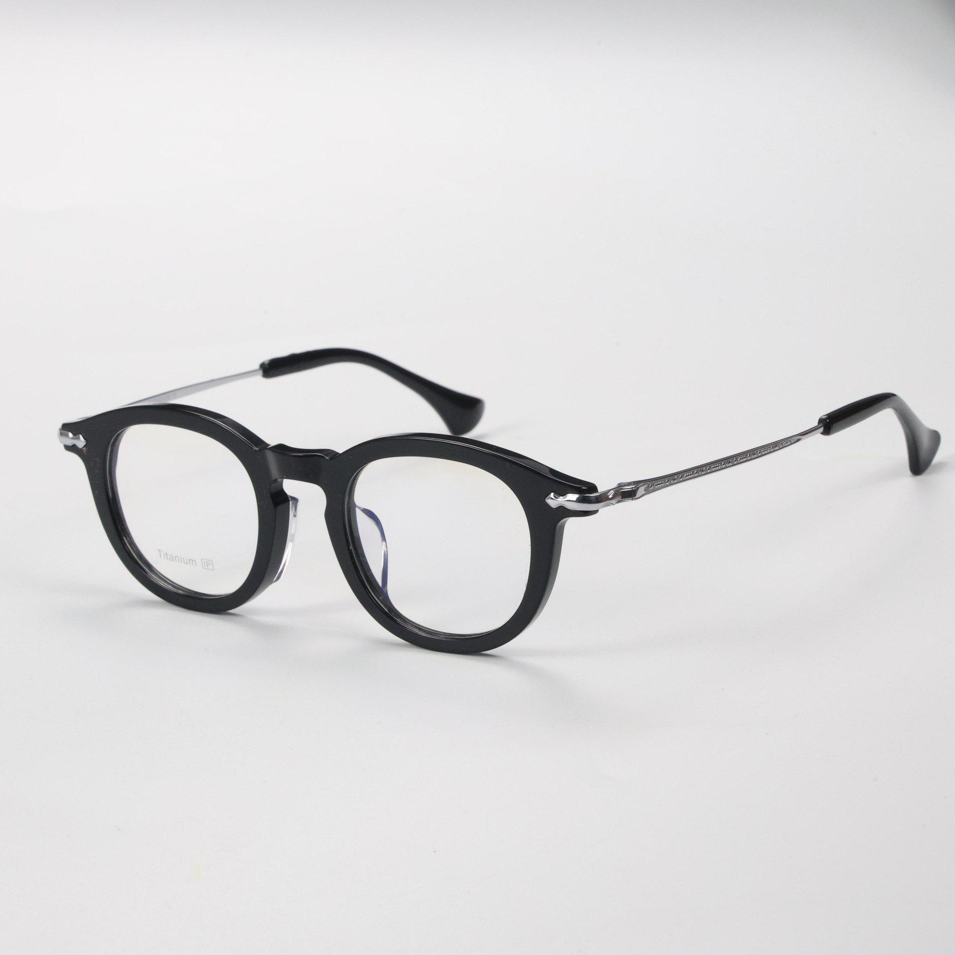 Retro Men s Full Frame Glasses with Pure Titanium Frame, Prescription-Compatible