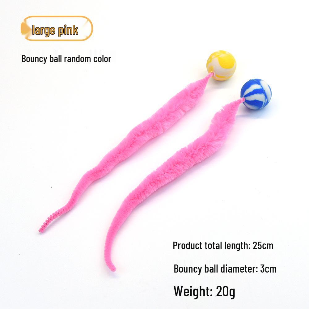 Solid Color Elastic Ball & Caterpillar Teaser Stick Kitten Toy