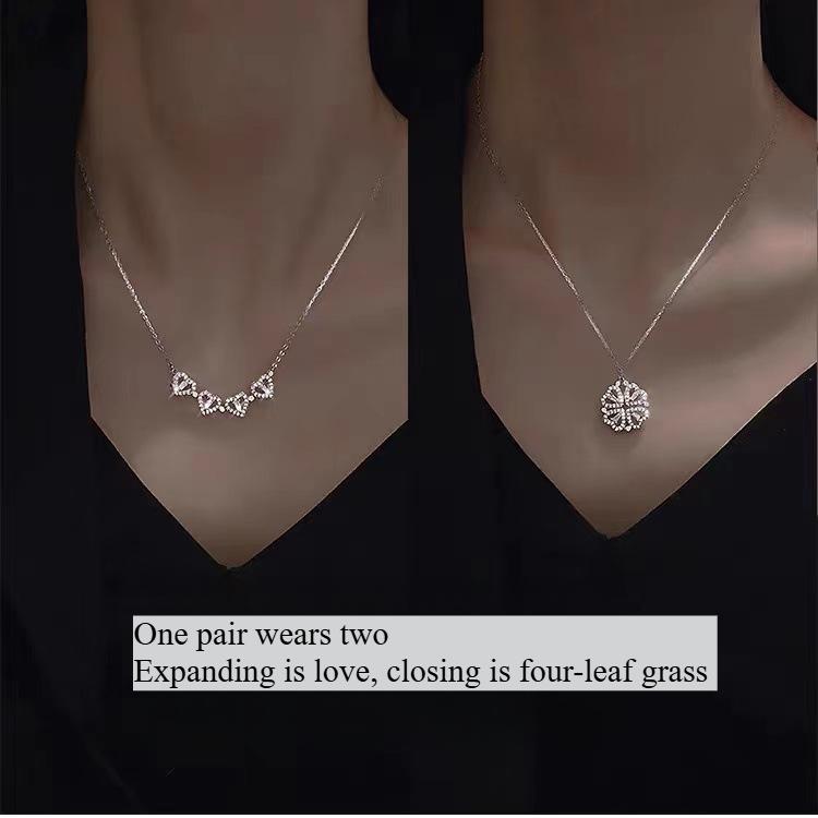 Vierblättriges Kleeblatt, Zwei-Wege-Halskette für Damen Ins Neues Licht Luxus Nischendesign, Liebe und High-End Schlüsselbeinkette