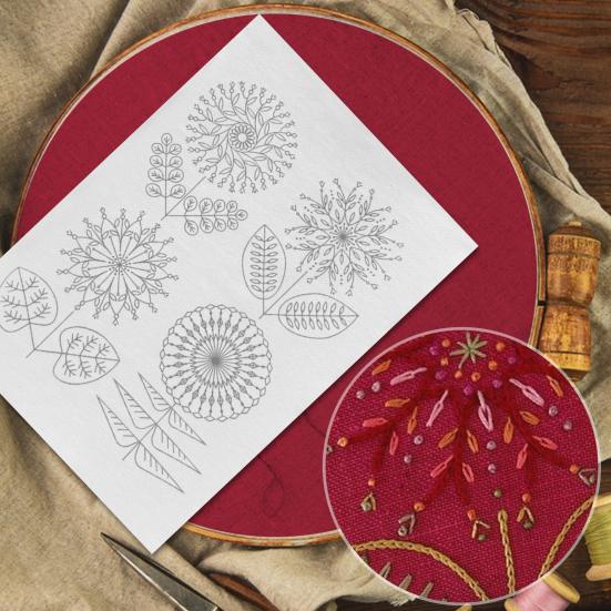 

Sticky Water Soluble Embroidery Stabilizer Stick And Stitch Embroidery Paper with Flower Patterns Printable Paper Stabilizer for Hand Sewing