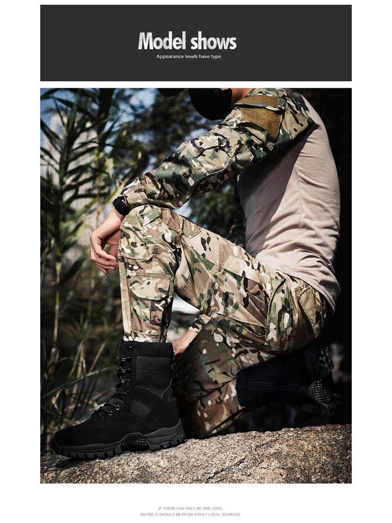 2025 Men's Tactical Combat Boots: Wear-Resistant Military & Hiking Footwear for Desert, Mountaineering, and Special Forces Training.