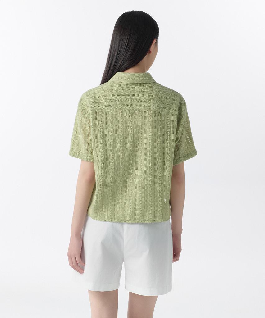 MUSINSA STANDARD WOMAN Women'S Relaxed Crochet Short Sleeve Shirt [Pale Green]