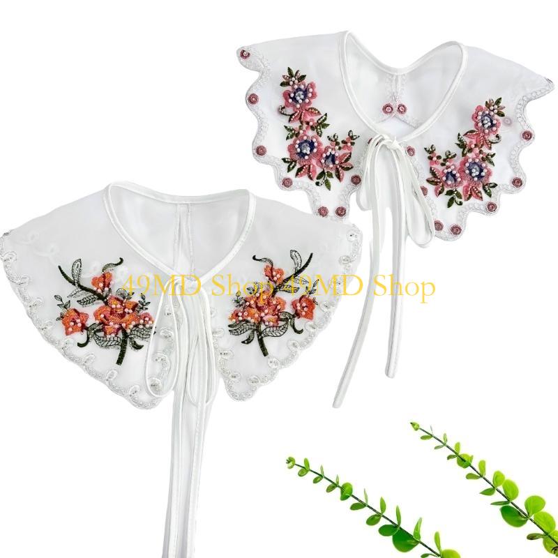 49MD Detachable False Collar Girls Clothes Accessory Half Shirt Oriental Flower