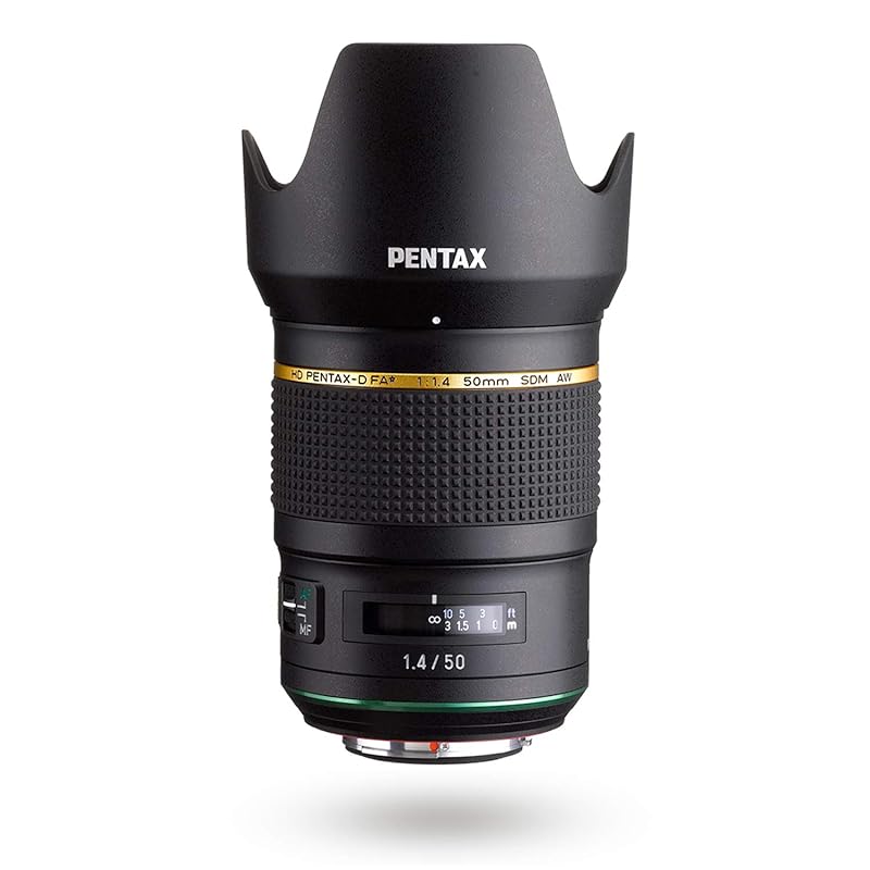 Pentax HD Pentax D FA 50mm 1.4 SDM AW Full Frame All-Weather Camera Lens, Black