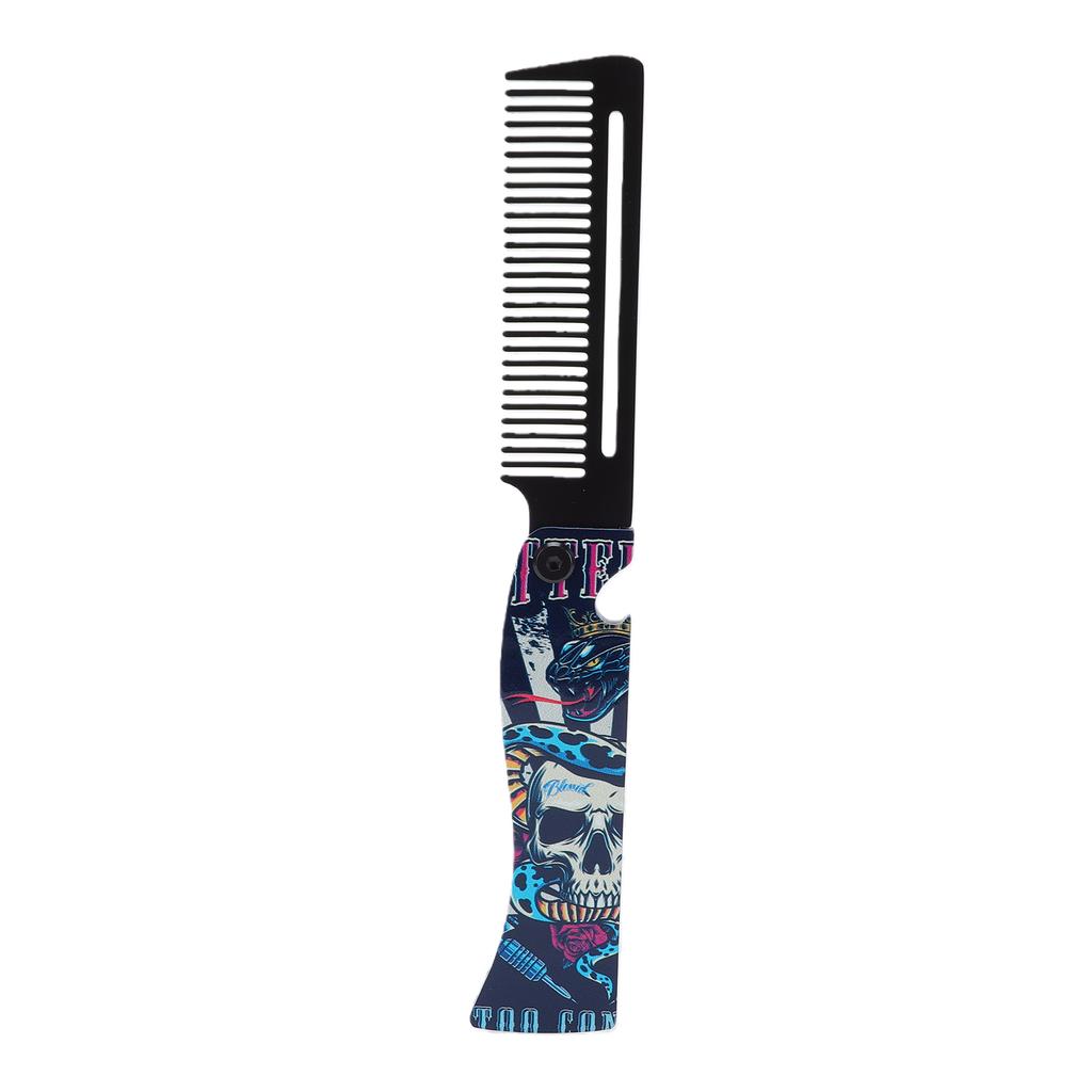 Stainless Steel Folding Pocket Comb Bottle Opener Moustache Hair Detangling Tool Multifunctional Metal Pocket Comb for