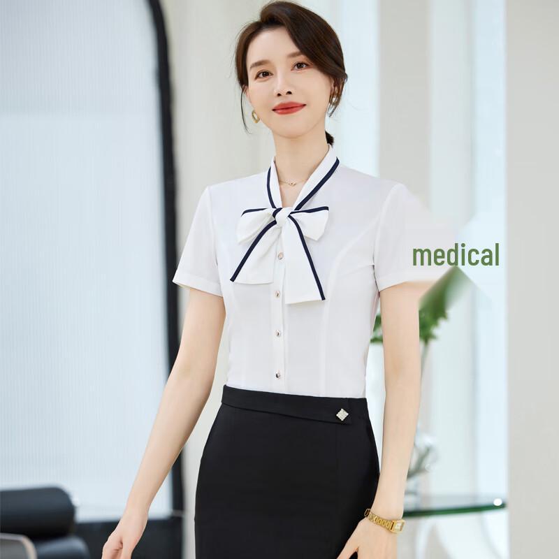 Women's V-Neck Short-Sleeve Chiffon Professional Blouse