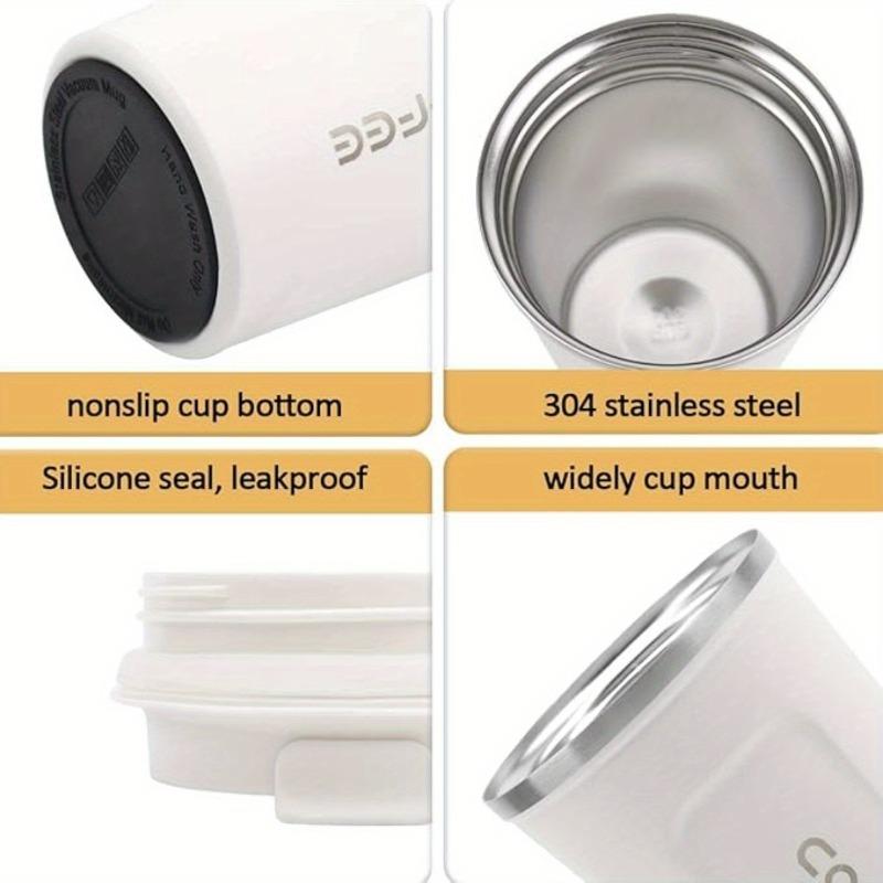 1PC Vacuum Insulated Coffee Travel Cup, Leak-proof Double-layer Stainless Steel Reusable Thermos Cup
