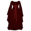 Neues Langarm Rundhals Gürtel Unregelmäßiges Damenkleid Halloween Vintage Kostüm