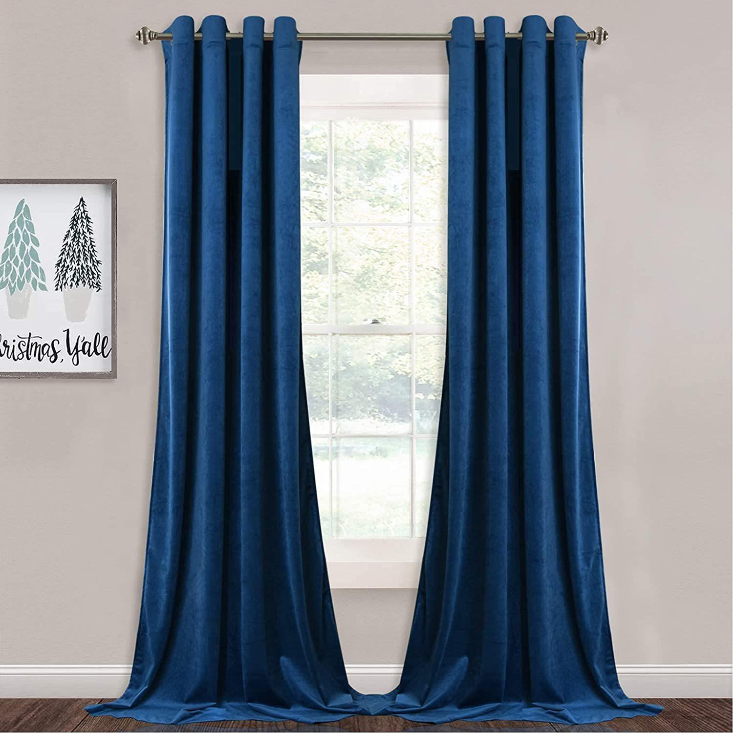 

Velvet Blackout Curtains with Grommets for Bedroom Living Room width 1m * height 1.4m сапфіровий