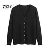 Single-breasted Women Sweater Coat Solid Color Buttons Long Sleeves Casual Autumn Cardigan Soft V Neck Jacket for Daily Wear