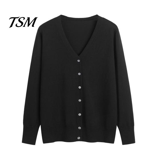 Single-breasted Women Sweater Coat Solid Color Buttons Long Sleeves Casual Autumn Cardigan Soft V Neck Jacket for Daily Wear