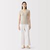 MUJI Light Cotton French Sleeve Top with Sand Size S Women's Sweat-Absorbing Pads, Beige, (FCC11A6S)