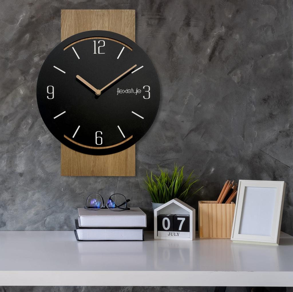 Wooden Geometric Wall Clock 40cm Black