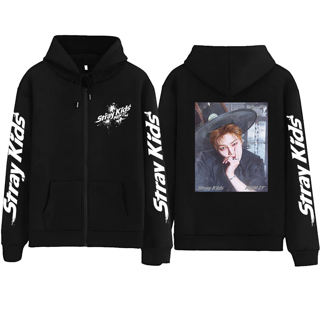 Graphic Print Hoodie Zip Up Oversized Hooded Sweatshirt Casual Streetwear