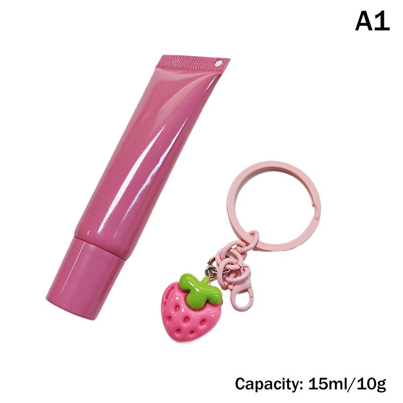 10/15Ml Empty Lipstick Tube With Keychain Pendant Squeeze Sub-Bottling Refillable Liquid Container Bottle Lipgloss Sample Bottle