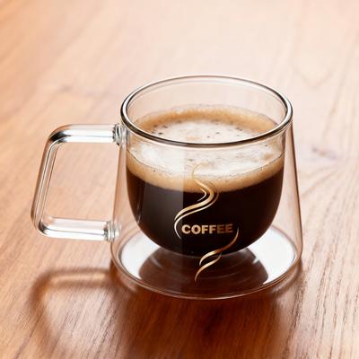 200ml Double Wall Glass Coffee Mug Transparent Heat-resistant Espresso Cup with Handle Latte Cappuccino Breakfast Tea Water Cup