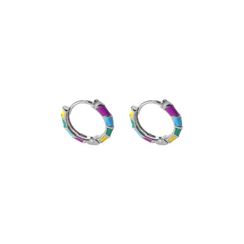 Boucles d'oreilles cercle rétro colorées goutte d'huile - Style frais et polyvalent pour femmes