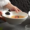 Creative White Salad Bowl Japanese Lamian Noodles Bowl Household Living Room Snack Fruit Plate Nordic Kitchen Ceramic Tableware
