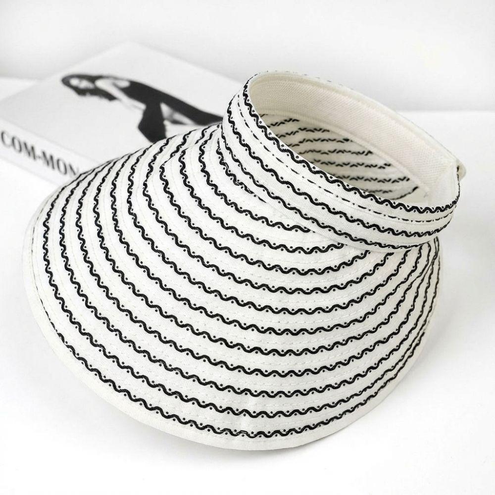 Folding Headband Women's Stripe Sun Hat Wide Brim Bucket Hat Trendy Sun Visor Hat Summer Outdoor