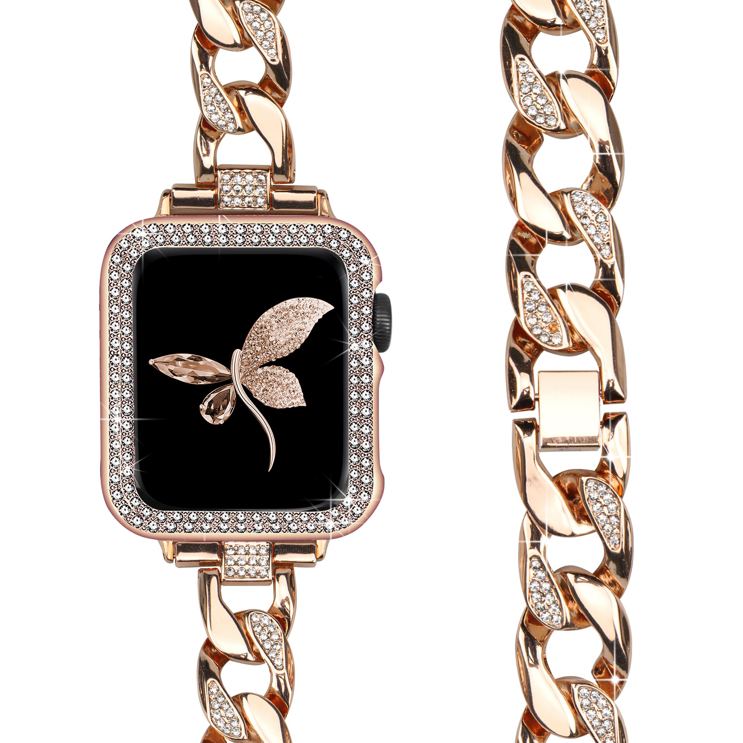 

Класний жіночий металевий ланцюжок, сумісний з браслетами Apple Watch Series 8/7/6/SE/5/4, змінний браслет для регулювання, подарунок для неї 38mm 40mm 41mm срібний