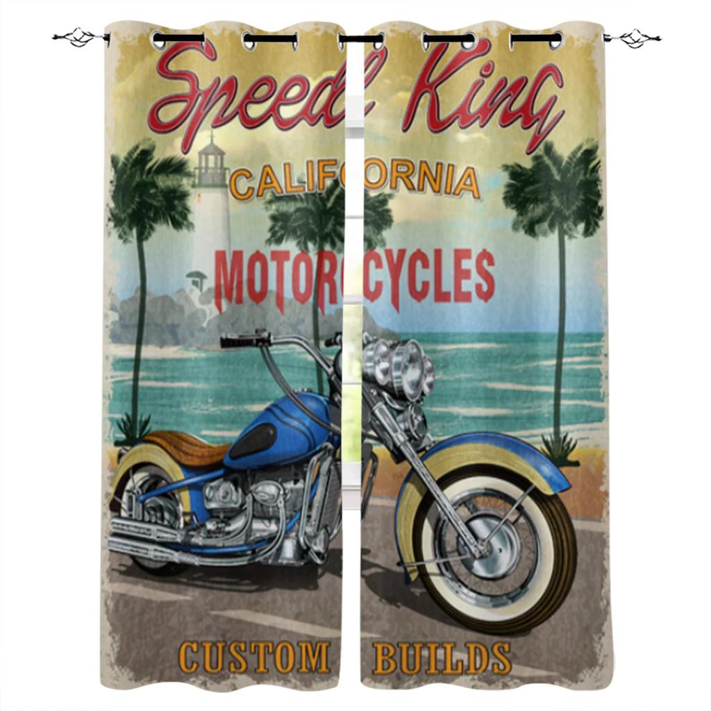 Retro Nowy Jork Motocykl Zasłona Okienna Do Salonu Sypialni Dekoracja Domu Kuchnia Na Rolety Okienne Cortinas Zasłony 2 Panele