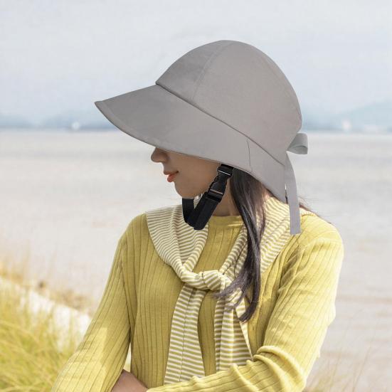 Women's Knot with Sun Hat UV Bow Ponytail Hole Summer Beach