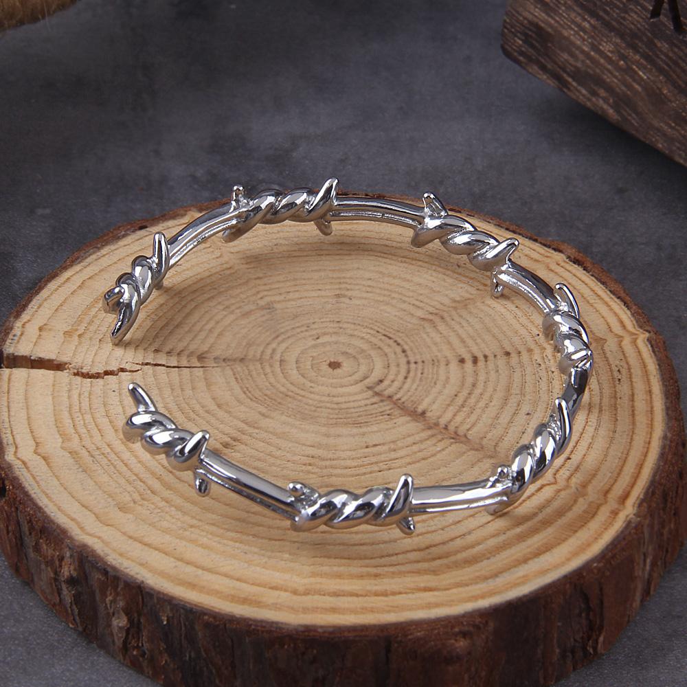 Fashion Vintage Twisted Knotted Twisted Thorn Opening Bracelet Stainless Steel Simple Design Trendy Party Jewelry Gift